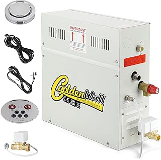 CGOLDENWALL 9KW Sauna Dampfgenerator Kit 220V Dushe Bade SPA Dampferzeuger für Haus, mit Automatischer Entwässerung, Digital-Controller 35-55°C Einstellbar