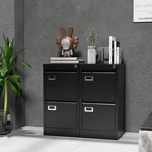 Miniatura 32 de Yizosh Archivador negro de 4 cajones con cerradura, archivadores para oficina en casa, gabinetes de almacenamiento de archivos de oficina