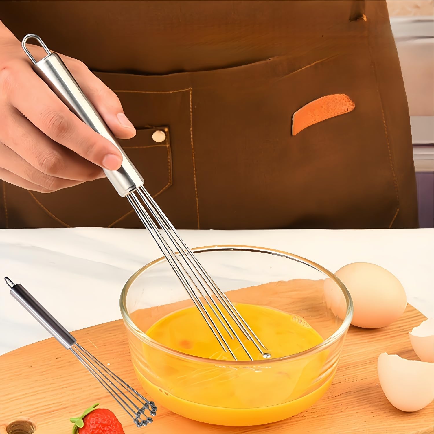 2 PCS 10.23inch Stainless Steel Ball Whisks,Durable Manual Egg Beater, Dishwashable Kitchen Whisk,Cream whisk, kitchen baking tool - Image 4