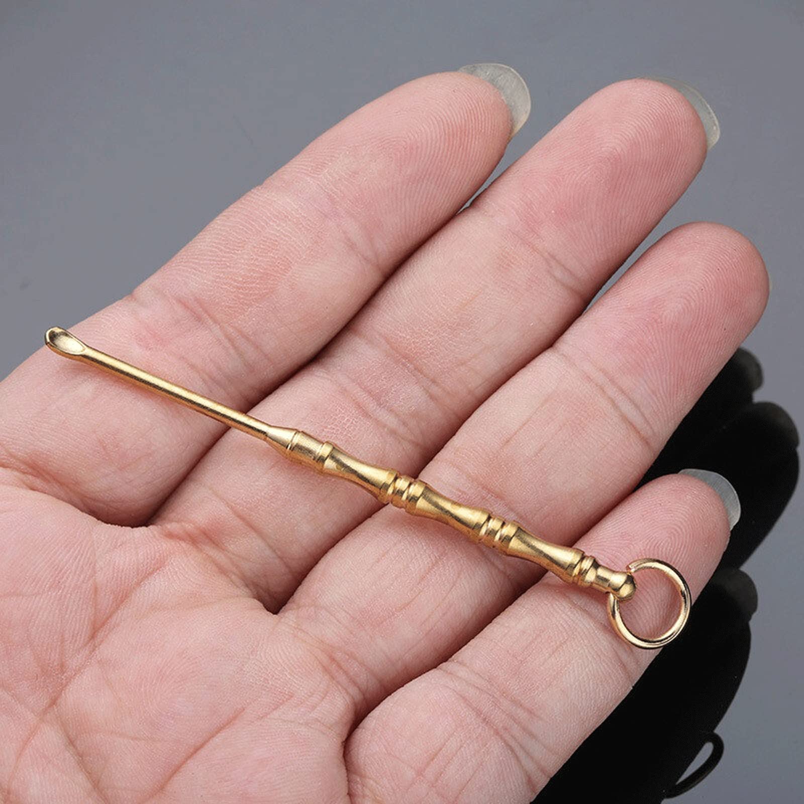 Produits d'élimination du cérumen Nettoyeur d'oreille Portable Cure-Oreille Amovible Lavable avec Porte-clés Double Cure-Dents en métal Cuil