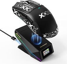 MAMBASNAKE Attack Shark X11 Pro V2 Ratón Gaming Inalámbrico con Base De Carga Magnética con Pantalla, 66g Superligero con Sensor PixArt PAW3315, 30,000 dpi, 500mAh, 1000Hz, for PC/PS/Mac (Negro)