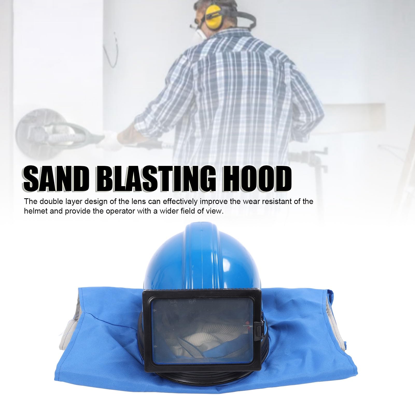 Casco per Sabbiatrice Cappuccio Leggero per Sabbiatura per Verniciatura, Taglio e Pulizia Materiale ABS Resistente 1 unità