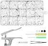 Kit de broches de presión KAMTOP, 120 juegos de broches de plástico T5, color blanco | Broches de presión y herramienta de colocación, para ropa, costura, baberos, abrigos, telas, impermeables y manualidades, kit de inicio de broches. 1