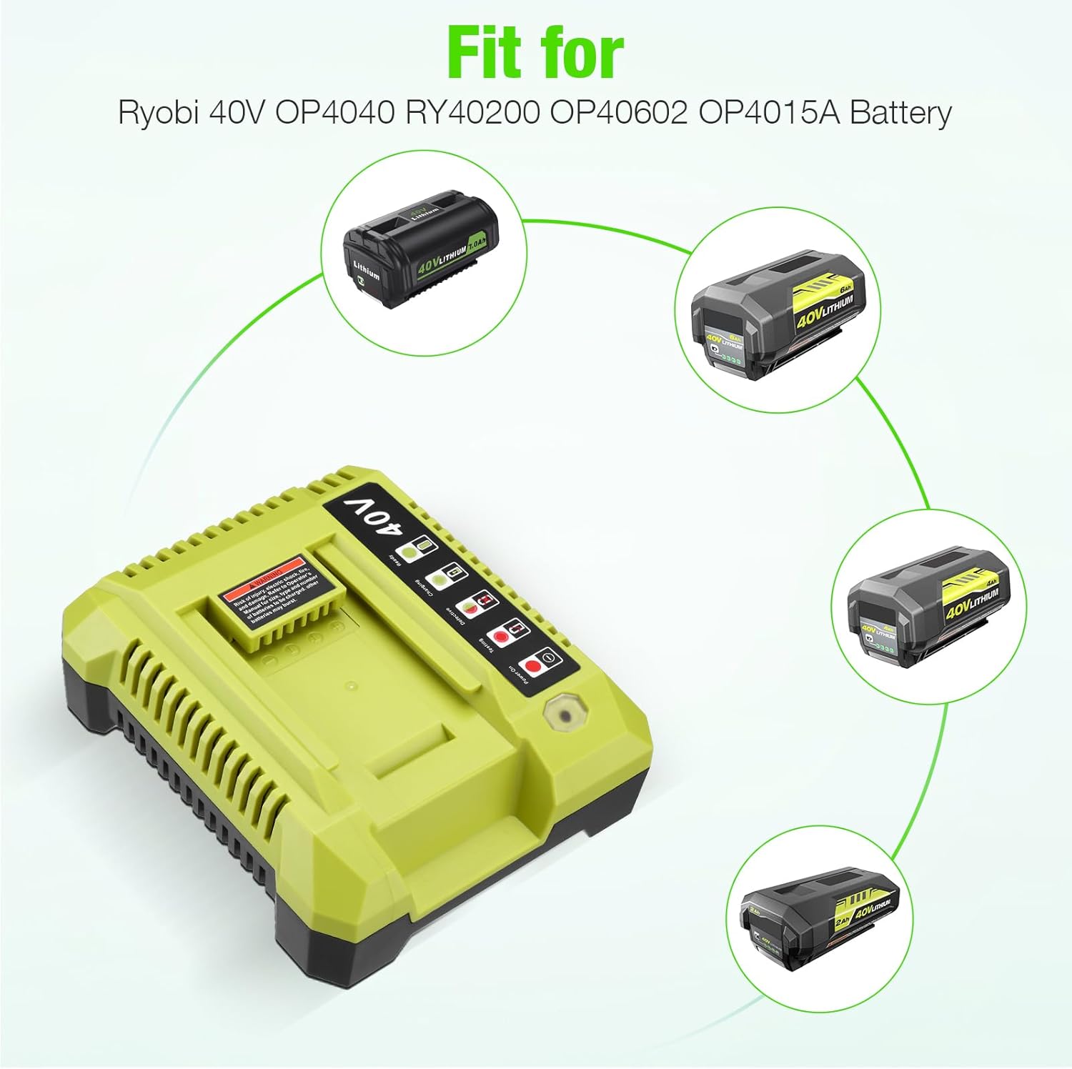 40V 7.0Ah Lithium-ion Cell Replacement Compatible with Ryobi 40v Battery and Charger Combo Leaf Blower Cordless Compatibel with 40 Charger-1
