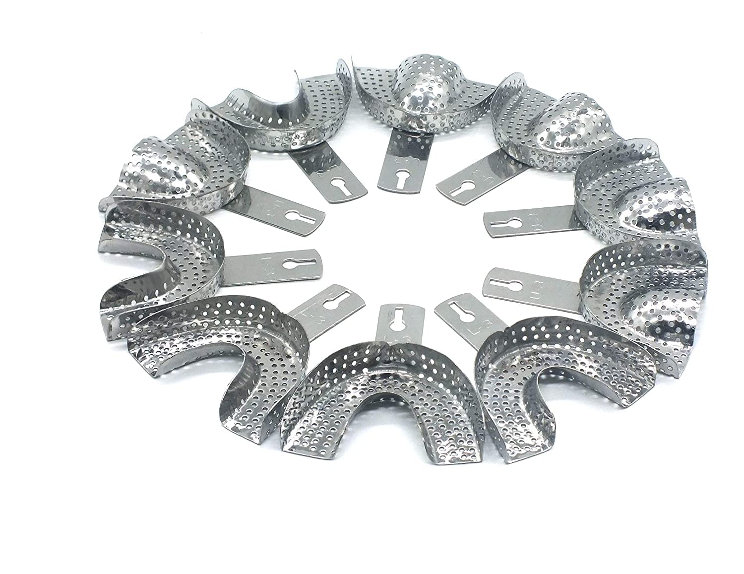 KJC Dental Indian Dentulous Perforated Alginate Impression Trays (No. 0 to 4 - Set 5 Pair)