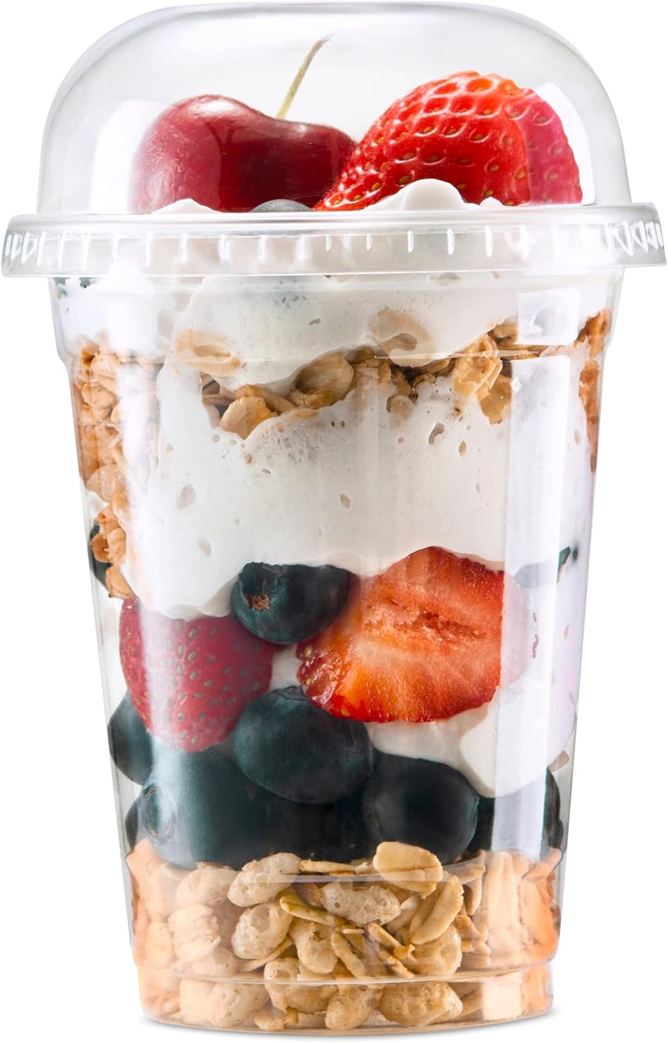 Green Direct Clear Cups With Lids / 9 oz. Clear Plastic Cups with Lids/Clear Disposable Cups/Ice coffee cups & Bubble Boba Tea Cups/Cup with Lid for Cold Drinking & Smoothie Pack of 50