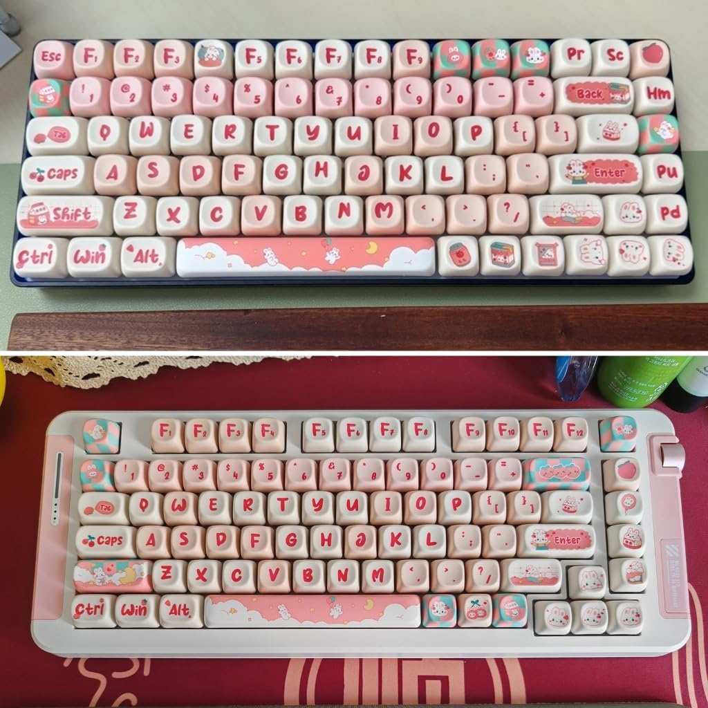 138Keys DIY Keycaps Replacement Cartoon Rabbit PBT Keycaps for Gaming Mechanical Keyboard Switches