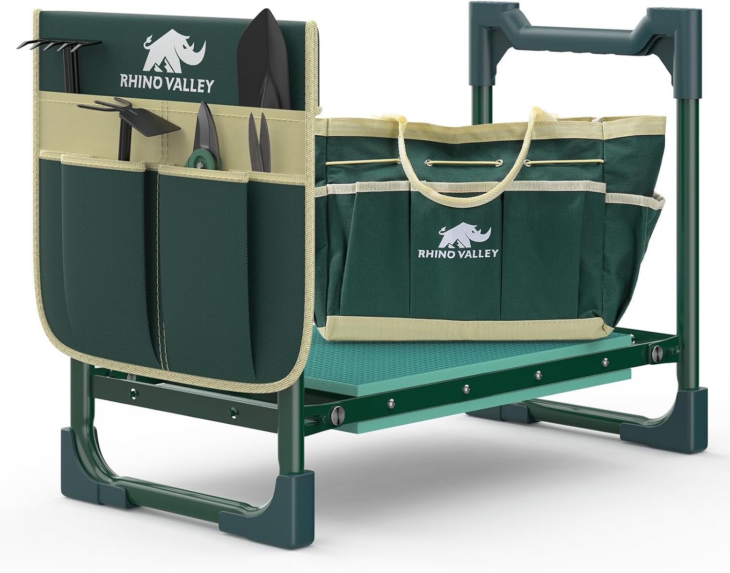 Garden Kneeler and Seat, Heavy Duty 2 in 1 Gardening Stool with Tool Side & Tote Bags, Foldable Gardening Bench to Relieve Knee & Back Pain, Garden Chair Gifts for Women, Seniors