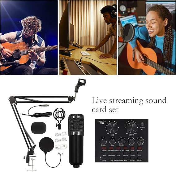 Recording Studio Equipment - Professional Microphone Bundle, Complete Music Production Kit | Podcast Equipment Set, Audio Interface Mixer, Headphones Stand For Podcast Streaming Home Studio