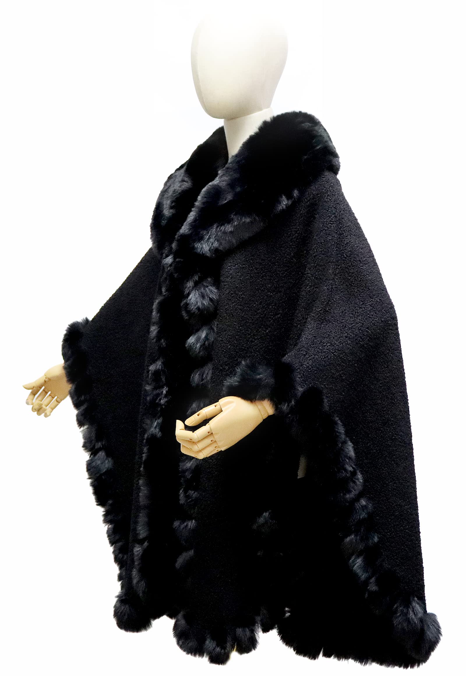 Damen Faux Kaninchen Pelz Cardigan Mantel Poncho Winter Lose Cape Warme Schal Wrap