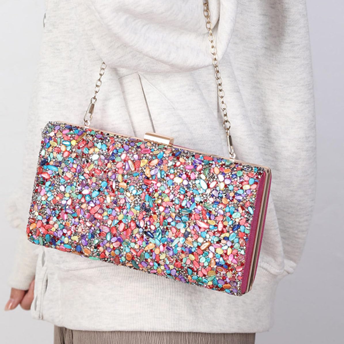 Generisch Abendtasche Damen, Bunte Partytüte, Dekorative Kettenhandtasche, praktisch und tragbar, geeignet für Partys und besondere Anlässe