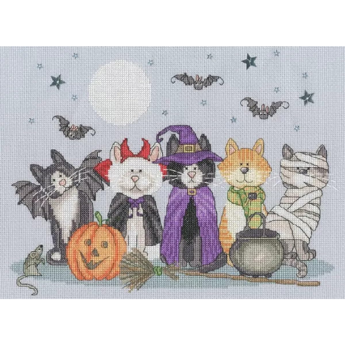 Bothy Threads counted cross stitch kit ""Fiendish Felines"", XKTB19, 30x22cm, DIY