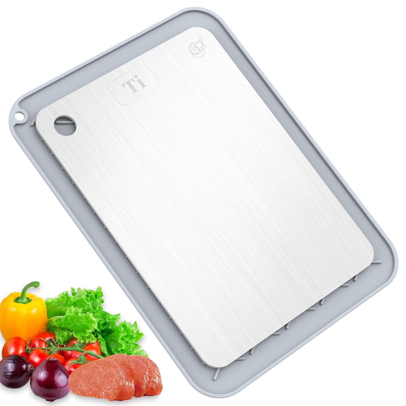 Planche à découper en titane cuisine légumes viande fruits, plateau réversible de 35 x 25 cm