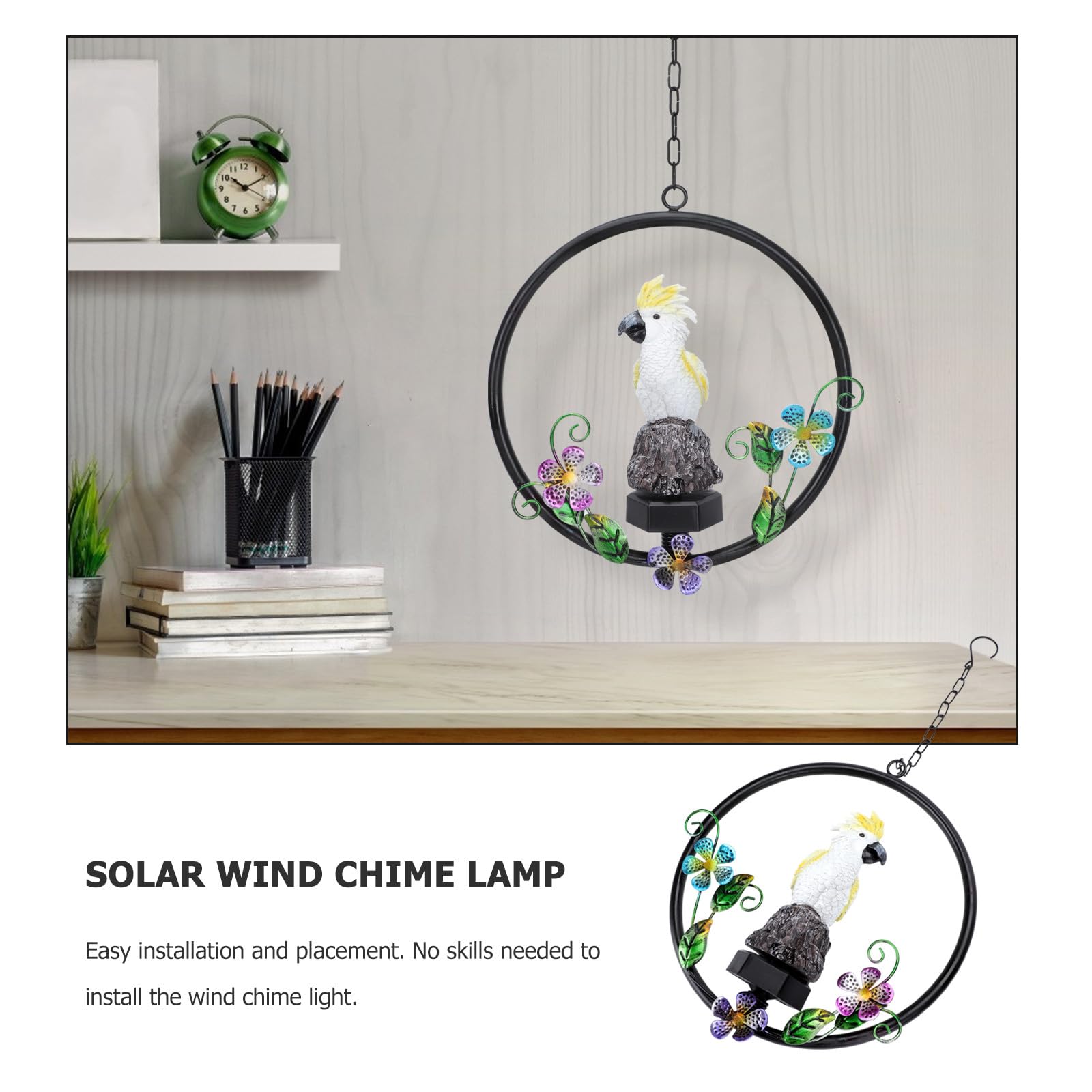Solar Windspiel für Außenbereich mit Papagei aus Kunstharz