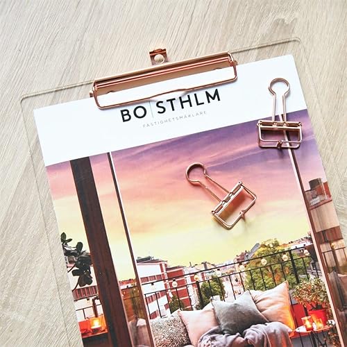 Miniatura 6 de UNIQOOO Portapapeles de acrílico transparente grueso con clip de acabado dorado rosa brillante, perfecto para regalo de Navidad, amante de las artes