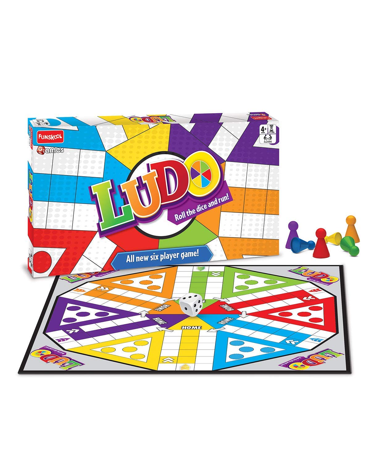 Funskool Games – Ludo 2018, The Classic startegy Game Board, Unique 6 Player Game, Kids and Family, 2-6 Players, 4 & Above