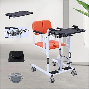 Portable Patient Lift Transfer Chair for Home, Lifts for Elderly Patients, Lift Transfer Chairs for Seniors, Hydraulic Patient Lift Wheelchair, Silla De Transferencia Para Adultos,Orange [Energy Class A]