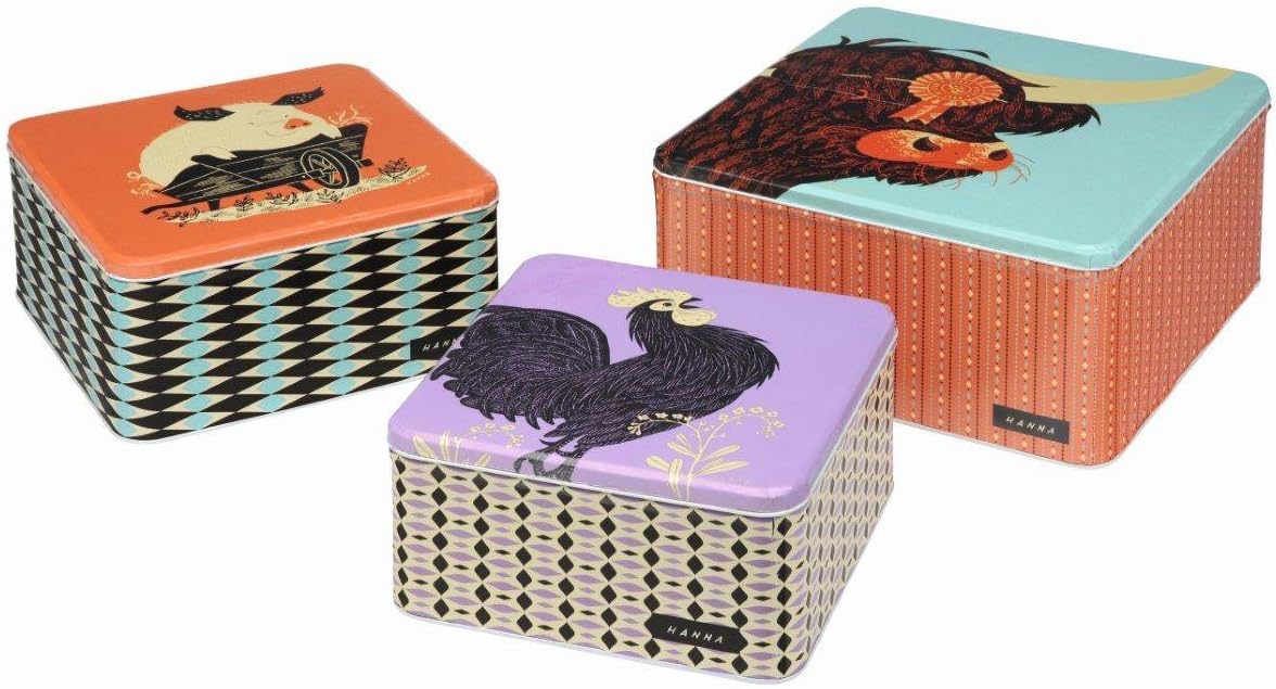 John Hanna Animal Design Set of 3 Square Cake Tins