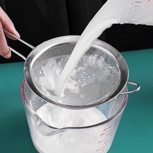 Miniatura 3 de Juego de 2 coladores de malla fina, pequeños tamices de acero inoxidable con asas para colar harina de cóctel, herramienta de barra de té de azúcar