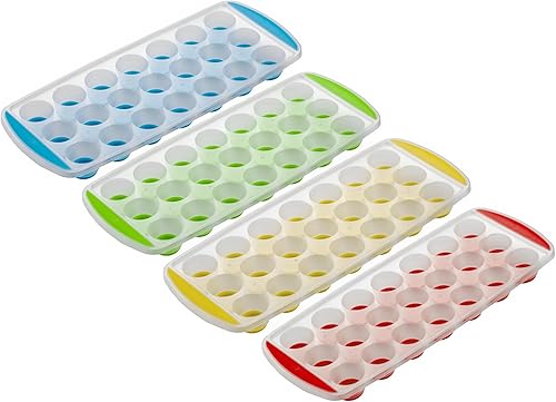 Mini bandejas redondas para cubitos de hielo de 11 pulgadas con parte inferior de silicona flexible (Juego de 4 colores primaverales)