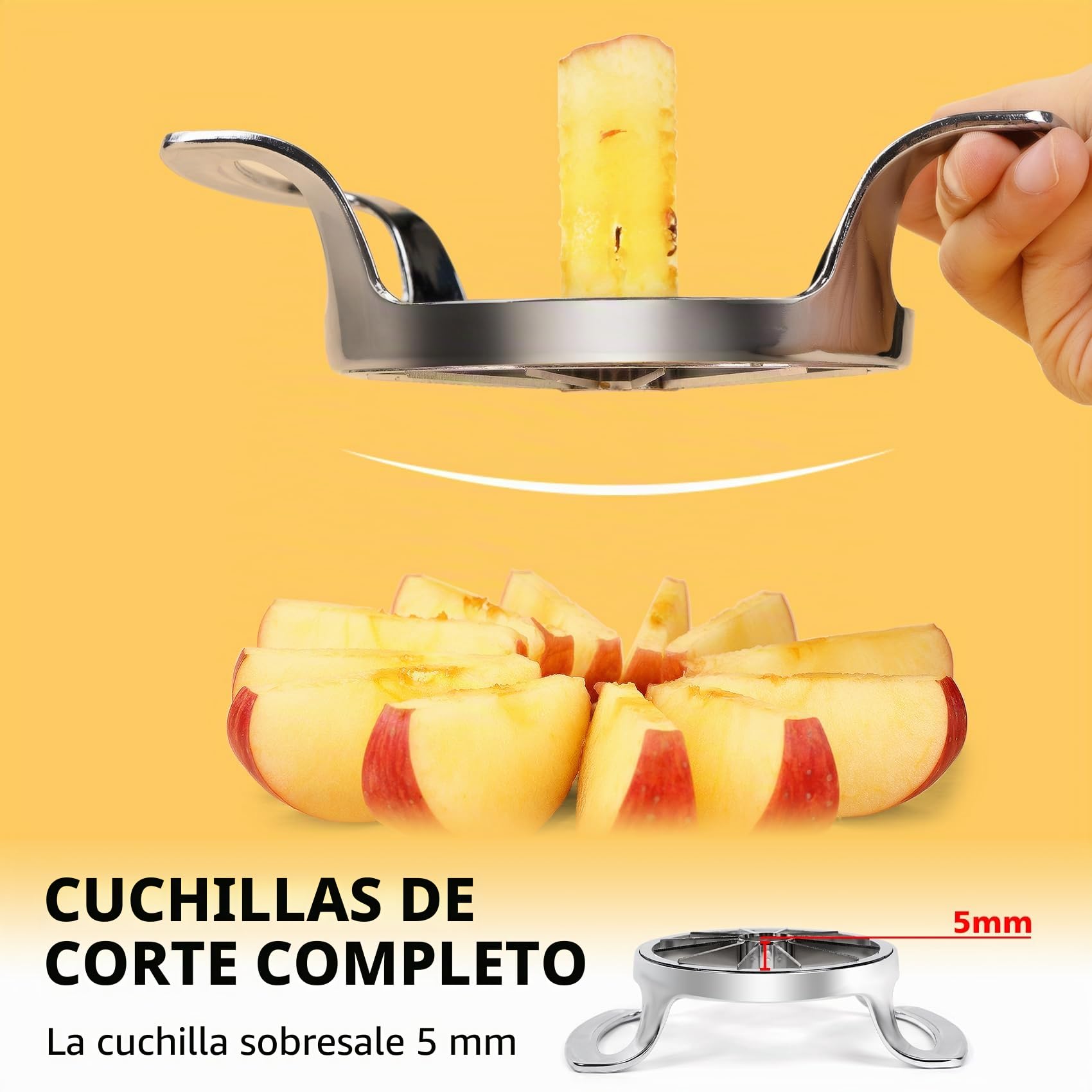 Cortador de manzanas de 12 cm, Vaciador de Manzana extragrande de 12 cuchillas, Pelador de Manzanas de acero inoxidable resistente con sistema de cuchillas de seguridad actualizado