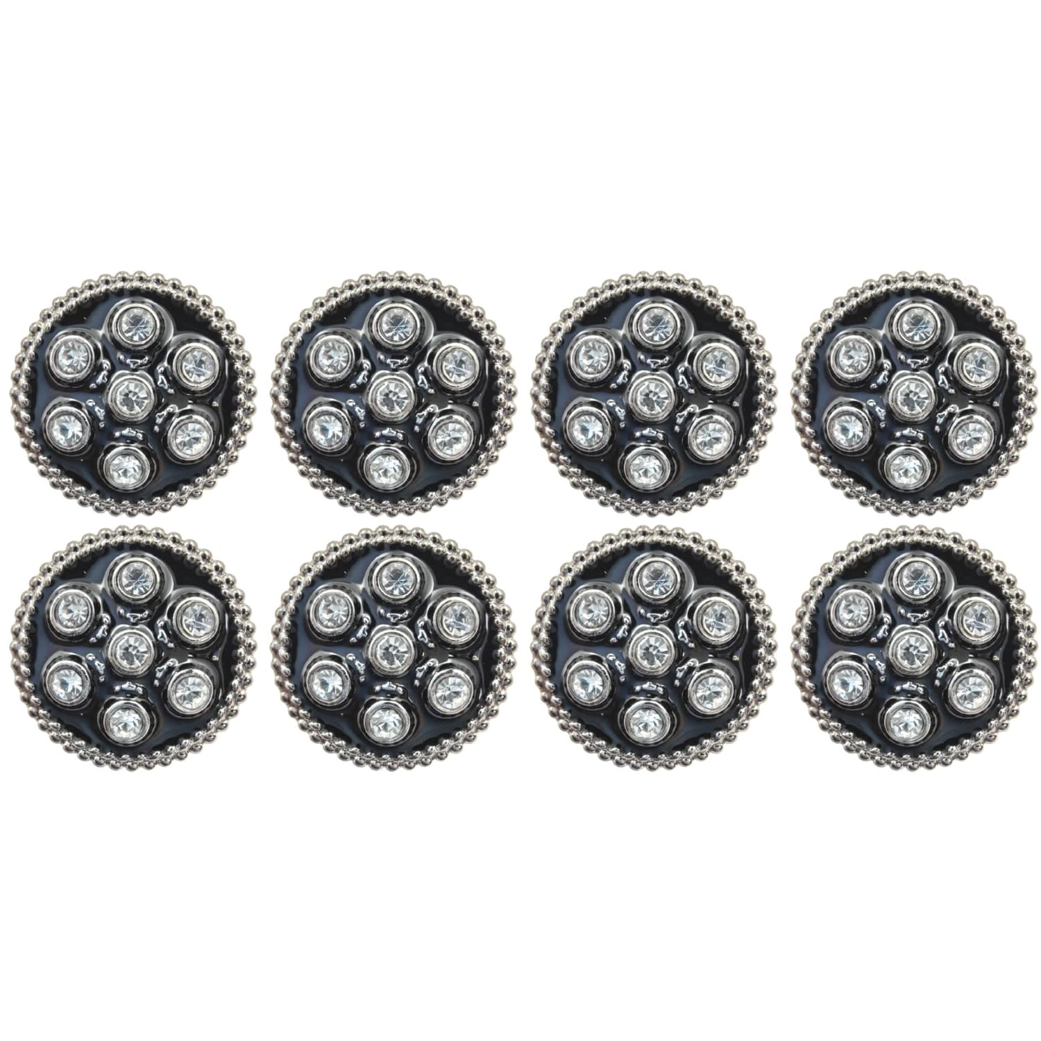 Ani Accessories 8 pcs Black Round Diamonds Shank Button for Clothes Double Breasted Coat Blazer Suit Bandhgala Sherwani and Indian Dresses Sports Coat-picture-12