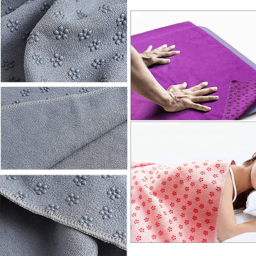 Asciugamani antiscivolo per tappetino da yoga, in microfibra super morbida, in rete, assorbe il sudore, ad asciugatura rapida, asciugamano ecologico (grigio classico, 183 x 63 cm)