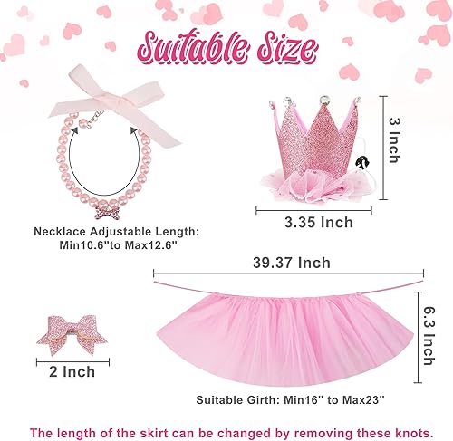 Miniatura 2 de GAGILAND Suministros para fiesta de cumpleaños para perros, disfraz de cumpleaños de perro, tutú rosa para perros, sombrero de cumpleaños de perro,