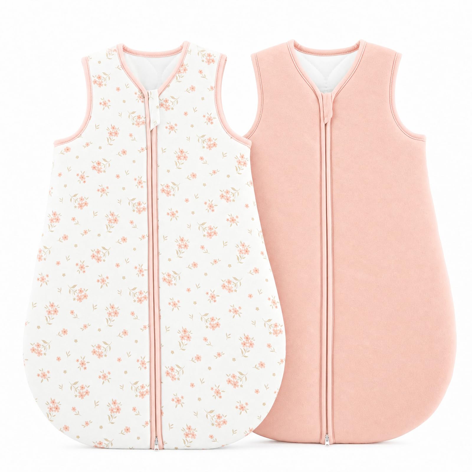 JiAmy 2 Pack 2.5 Tog Winter Baby Sleeping BagPink Flowers 6-12 Months