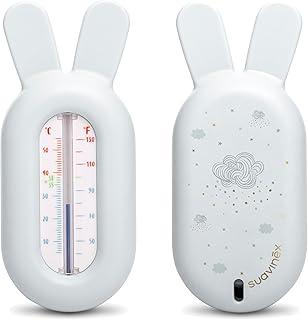 Suavinex, Termómetro de banheira para bebé, termómetro de banho sem mercúrio, preciso e com escala de cor, seguro, resistente e fácil de usar. Design Dreams, azul