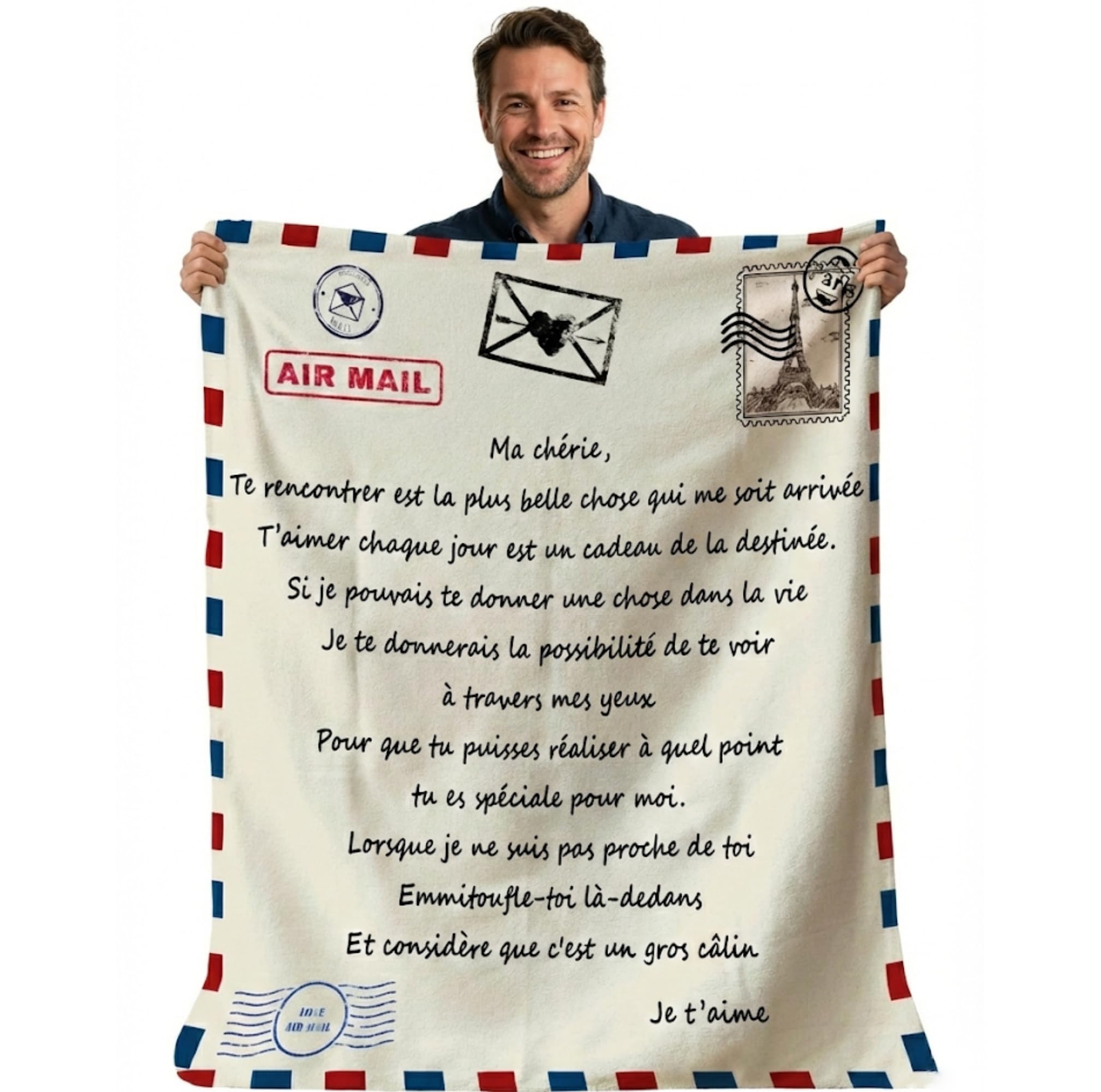 Plaid personnalisé doux cadeau insolite pour l'anniversaire de sa chérie