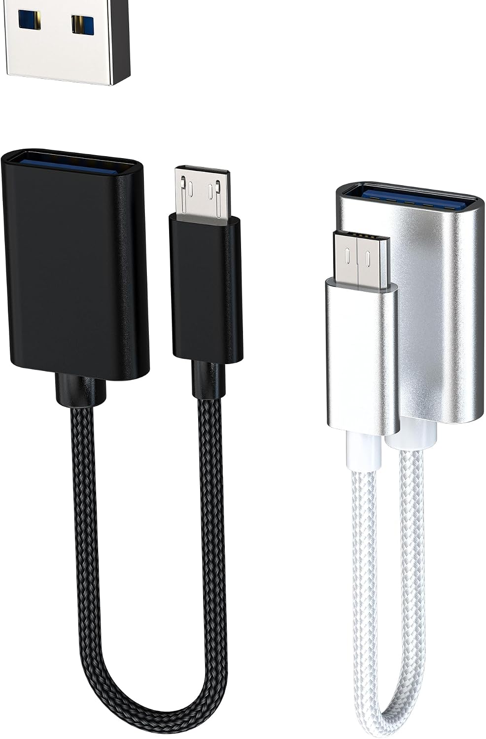Micro USB OTG Adapter(2 Pack) USB-A Female to Micro USB Male for Android Phone Tablet Computer Adaptor USB OTG 3.0 Cable Connector Data External Drive Stick Keyboard Converter Compatible for Samsung