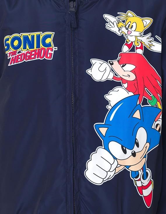 SEGA Sonic the Hedgehog Boys' Zip-Up Bomber Jacket Little Kid to Big Kid