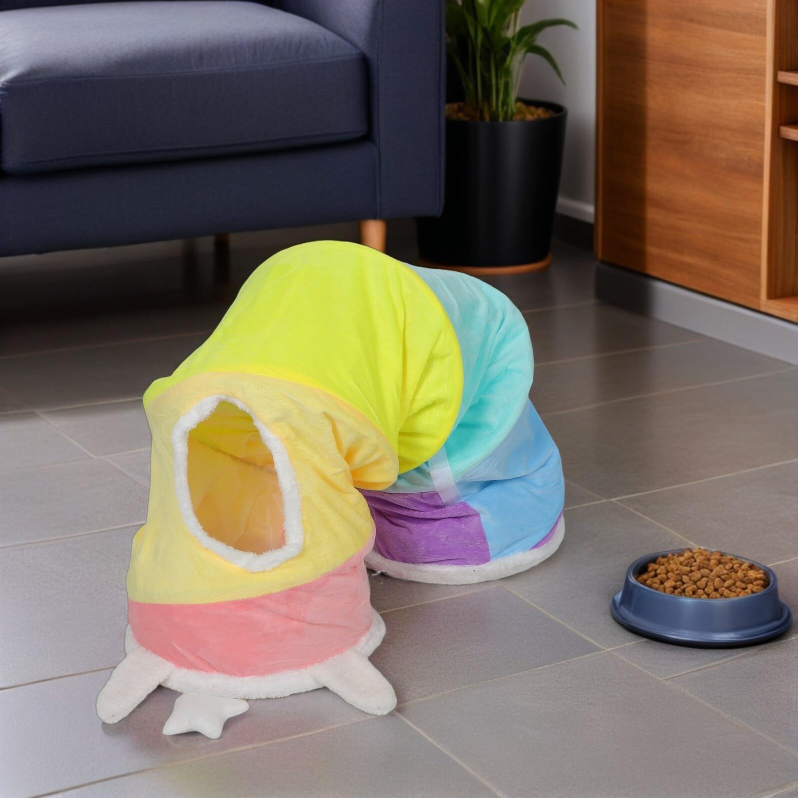 Tunnel Extensible pour Chat 119 CM Froissement Intégré Tunnel Interactif en Spirale pour Chatons et Petits Animaux d'Intérieur d'exercice Pliable Stimulant L'Activité Physique