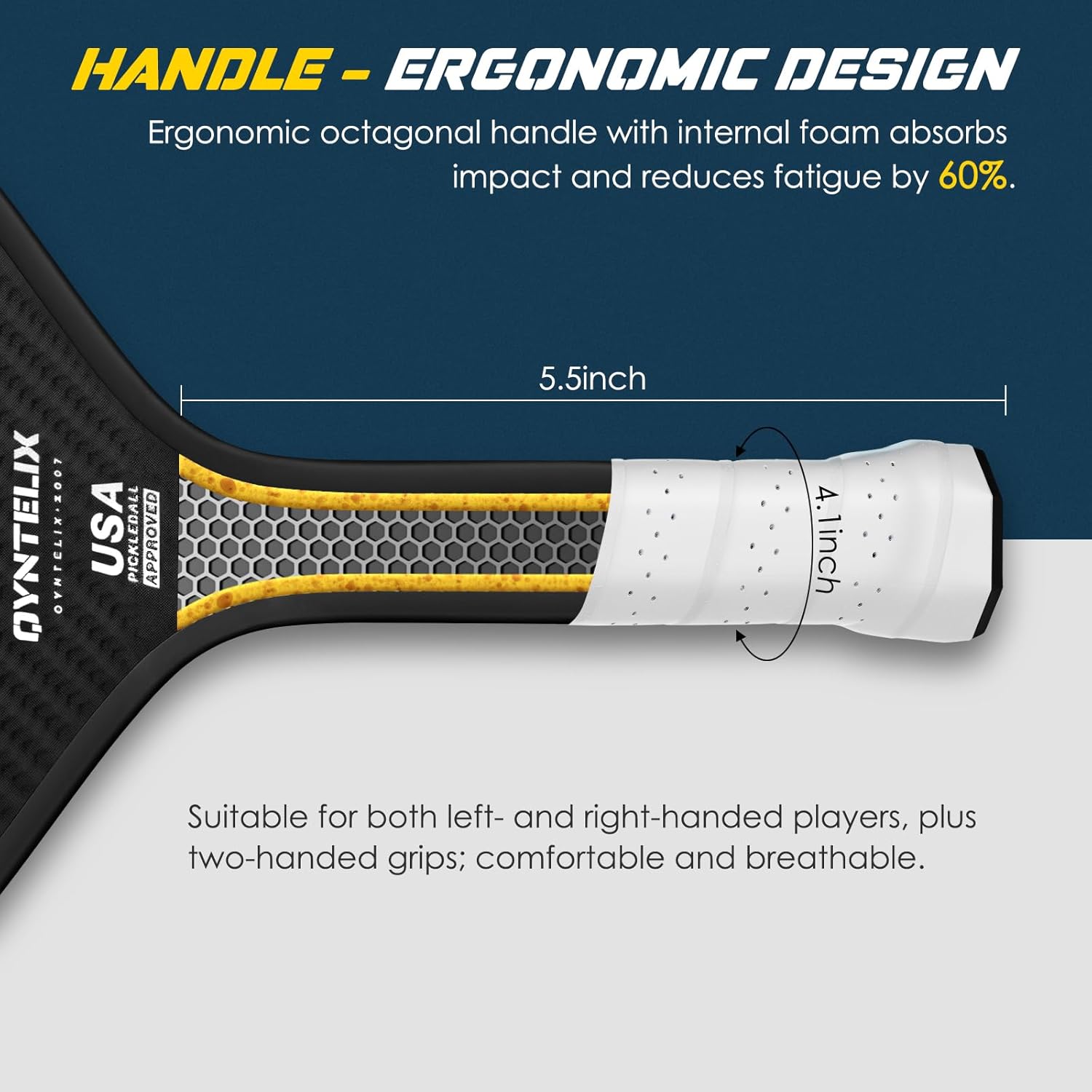 Pickleball Paddles – Carbon Fiber Pickleball Paddle with 16mm HEX-Force™ Polymer Core, Thermoformed Pickleball Racket with Unibody Design, USAPA Approved - Image 6