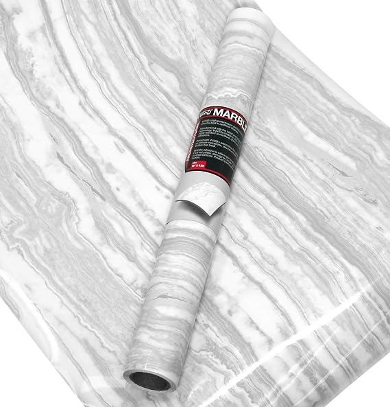 VViViD Gloss Calacatta White Marble Natural Texture Architectural Vinyl Film 15.8 Inches x 6.5 Feet Roll