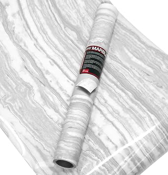 VViViD Gloss Calacatta White Marble Natural Texture Architectural Vinyl Film 15.8 Inches x 6.5 Feet Roll
