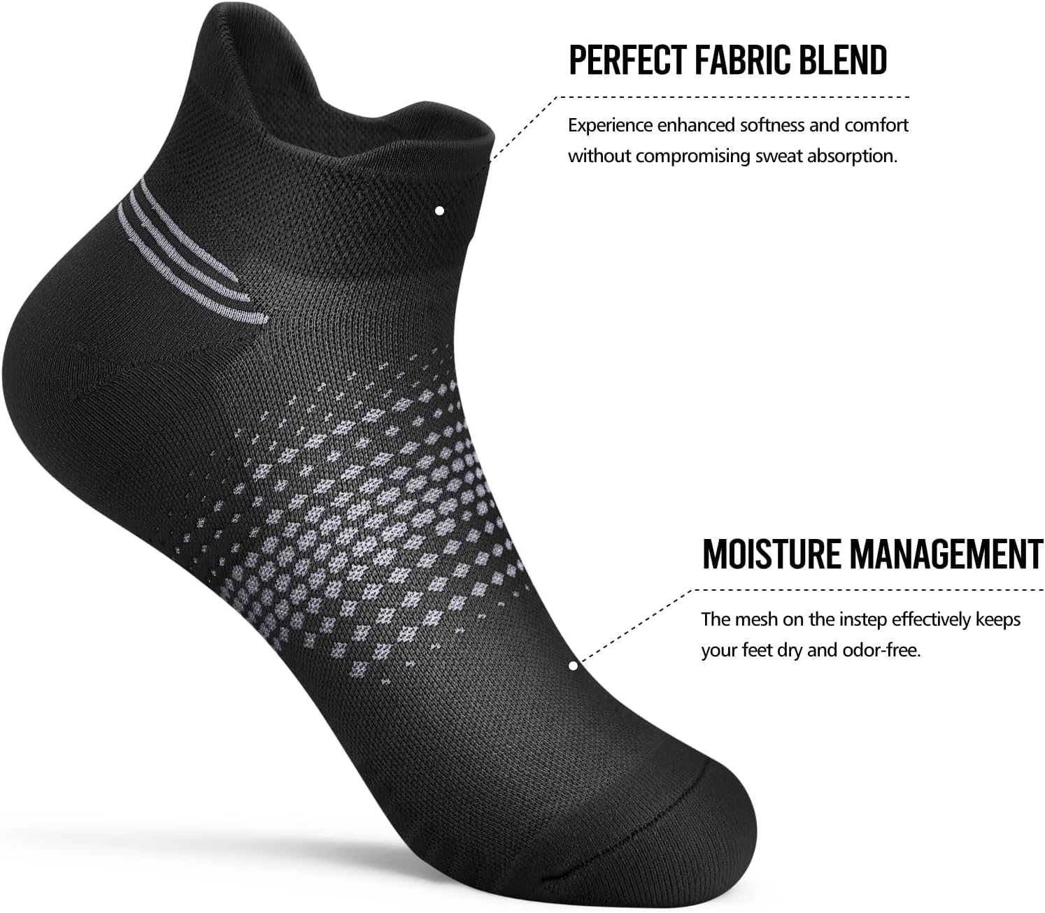 PAPLUS Ankle Compression Socks for Women 6 Pairs, Running Socks with Heel Tab, Cushioned Low Cut Athletic Socks - Image 4