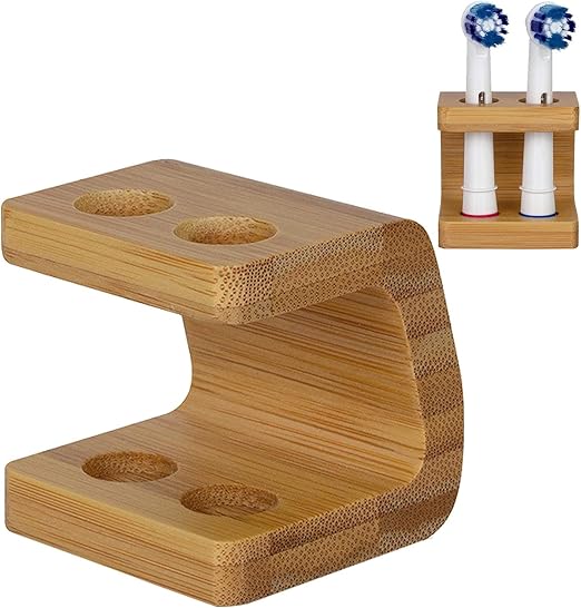 Toothbrush Head Holder, Freestanding Bamboo Storage Holder
