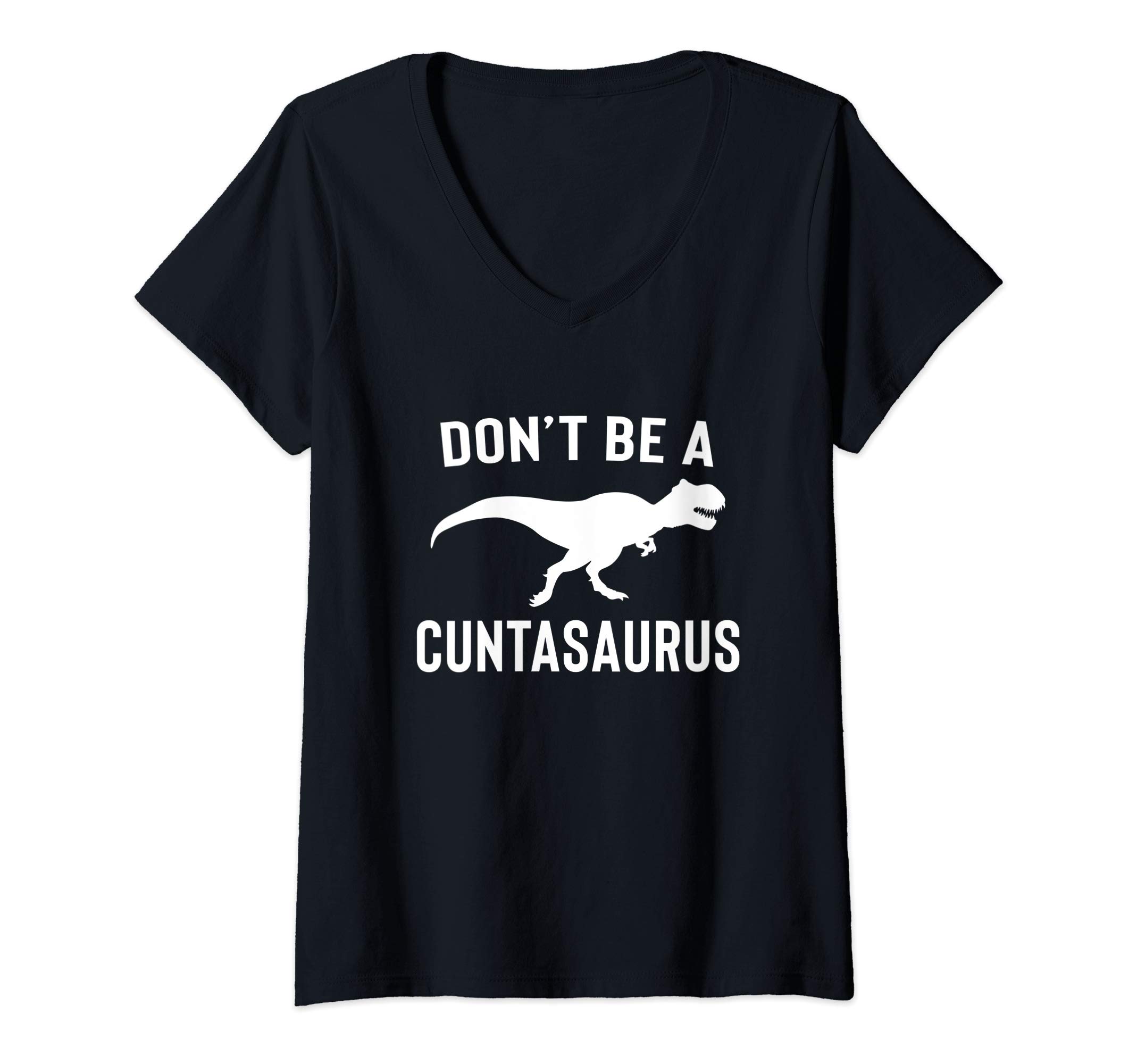 Dinosaurus Rex ApparelWomens Don't Be A Cuntasaurus Sarcastic T-Rex Dinosaur Quote V-Neck T-Shirt