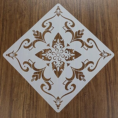 Pacote com 9, estêncil grande, 30,5 x 30,5 cm, estêncil mandala reutilizável, modelo de pintura com