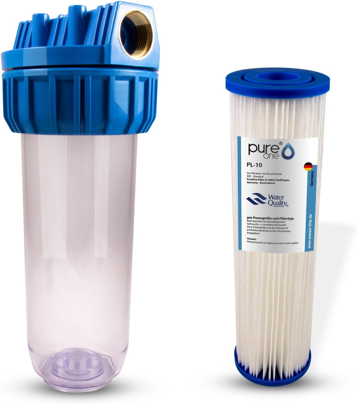 PureOne MS1 Diaphragm Kit Coarse 20µ1 Step Water Filter System.Coarse Sediments.Filter Housing with Membrane Filter Cartridge, Washable.Rainwater, Well Water, Pre-Filter. 10 inches ready for connection