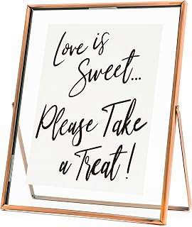 Calculs Love is Sweet Decorative Signage For Dessert Table Decor 10x8 Inches Copper Floating Picture Frame Wedding Bridal Party Gifts Display Photo Holders