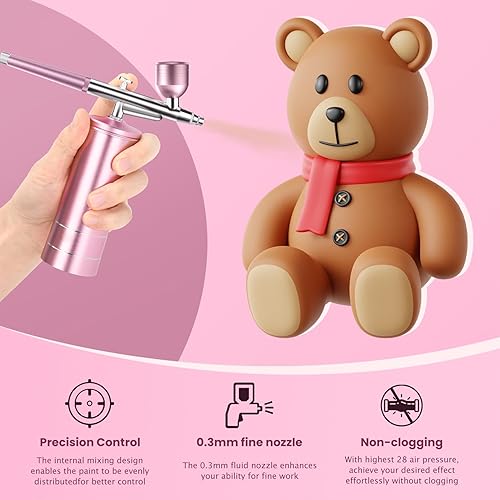 Miniatura 4 de Kit de aerógrafo con compresor pistola de aerógrafo inalámbrica portátil recargable mini juegos de pistola de aire de mano automática para