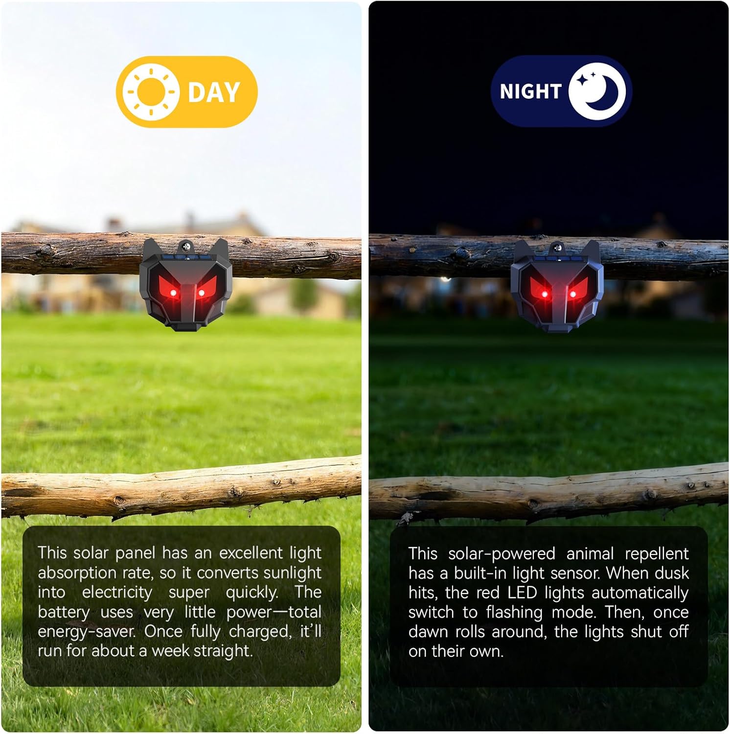 2026 Coyote Deterrent Solar Nocturnal Animal Repeller Predator Lights for Coyote Racoon Deer Fox Skunk Predator Eyes Animal Deterrent for Chicken Coop Yard Farm (4-Pack)