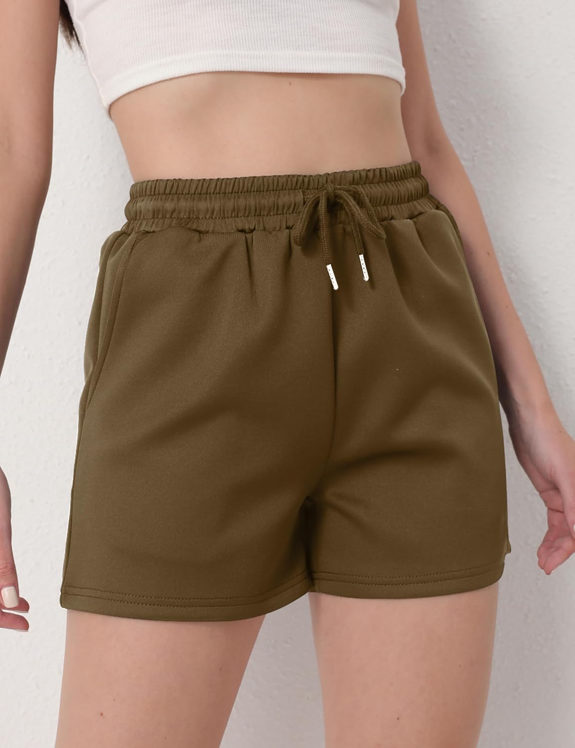 FEQO Women's Sweat Shorts with Pockets Drawstring Workout Lounge Shorts Casual Summer Running Clothes - Image 3