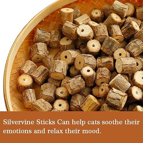 Miniatura 6 de Juego de 3 piezas de juguete natural de hierba gatera Silvervine palitos de mordedura de plumas, palitos dentales de madera para gatos de interior,