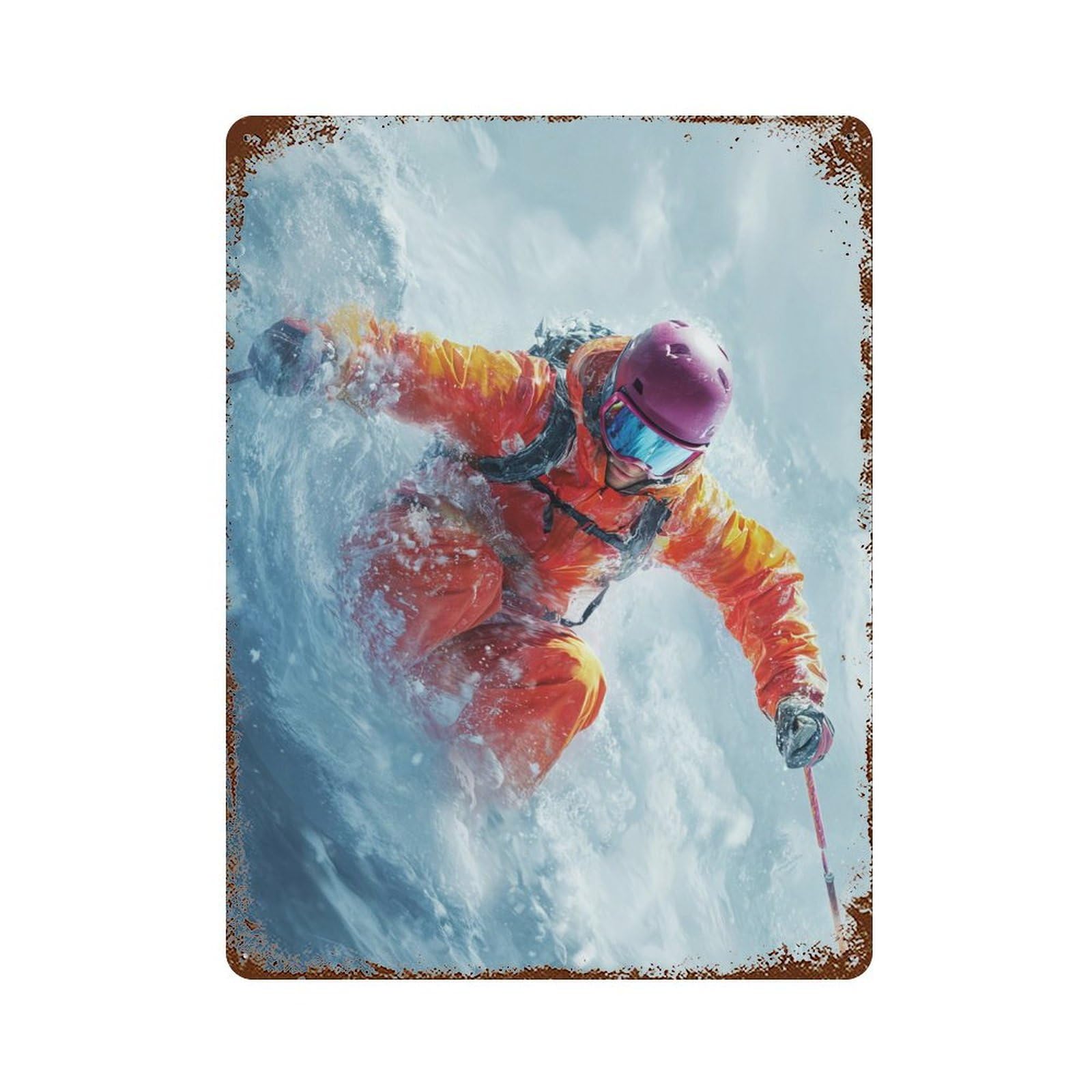Vintage Metal Tin Sign Snowboarder in Action -16 15.7"x11.8", Classic Wall Plaque for Pub, Kitchen And Man Cave Decor