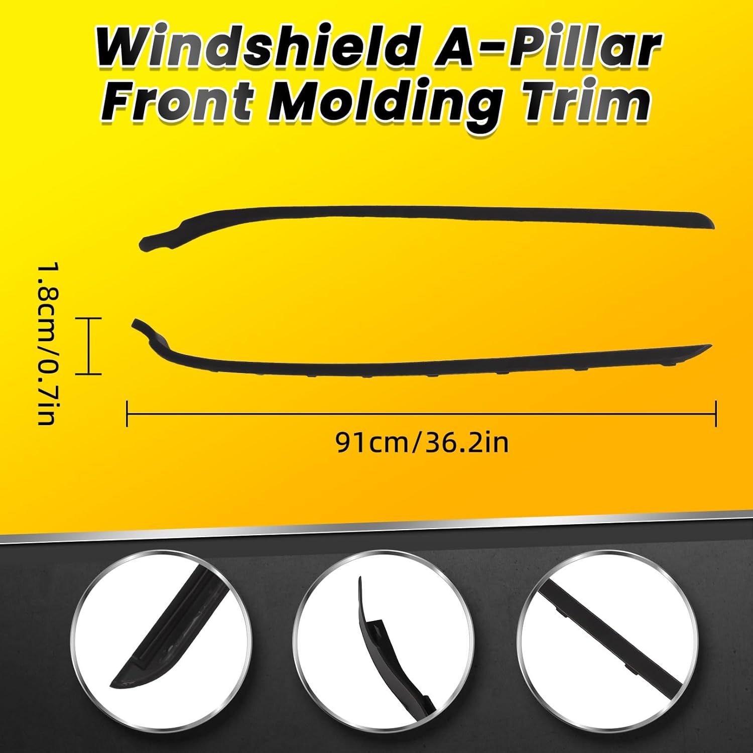 Windshield A-Pillar Front Molding Trim Compatible with 2011-2019 Fiesta AE8Z 5403136-A AE8Z5403136A AE8Z 5403137-B AE8Z5403137B