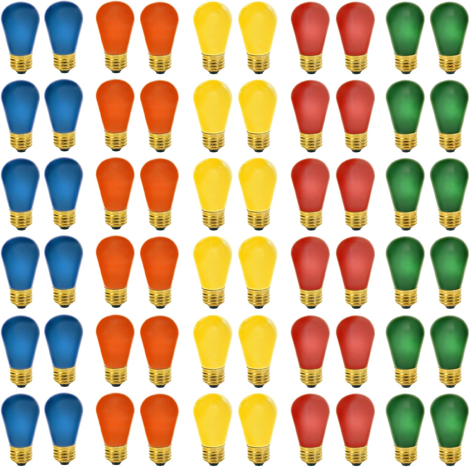 🛒 Crazy Deals DYSMIO Multi-Colored S14 Bulbs 11 Watt Replacement Incandescent Glass Light Bulbs with E26 Medium Base for Indoor and Outdoor Commercial Grade Outdoor Patio Vintage String Lights Pack of 60